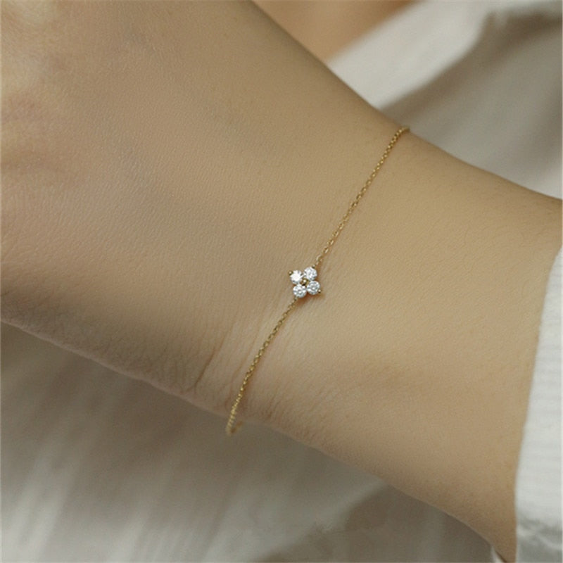 Pulseira de prata 925 com flor.