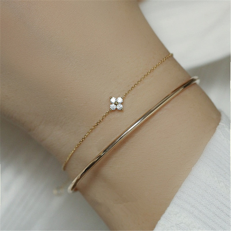 Pulseira de prata 925 com flor.