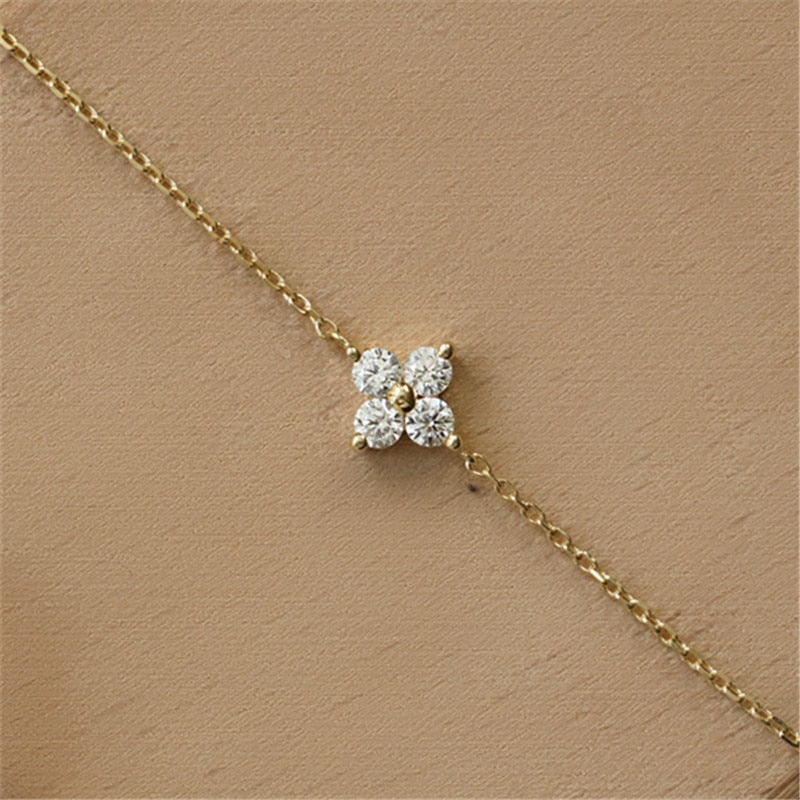 Pulseira de prata 925 com flor.